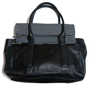 Michael Kors Tippi large satchel tote black slate gray soft pebbled leather